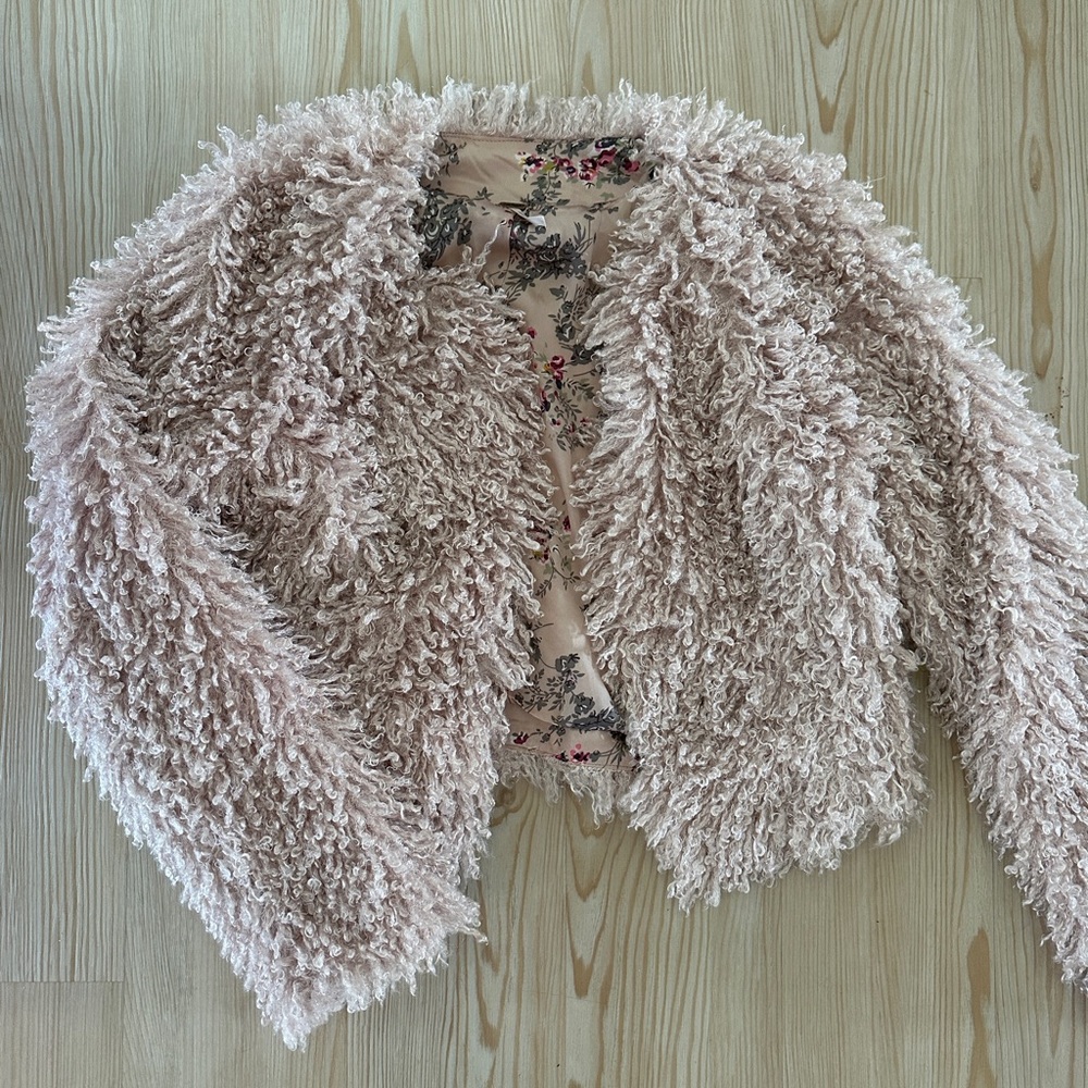 Free People Boho Shaggy Cropped Jacket Size 2